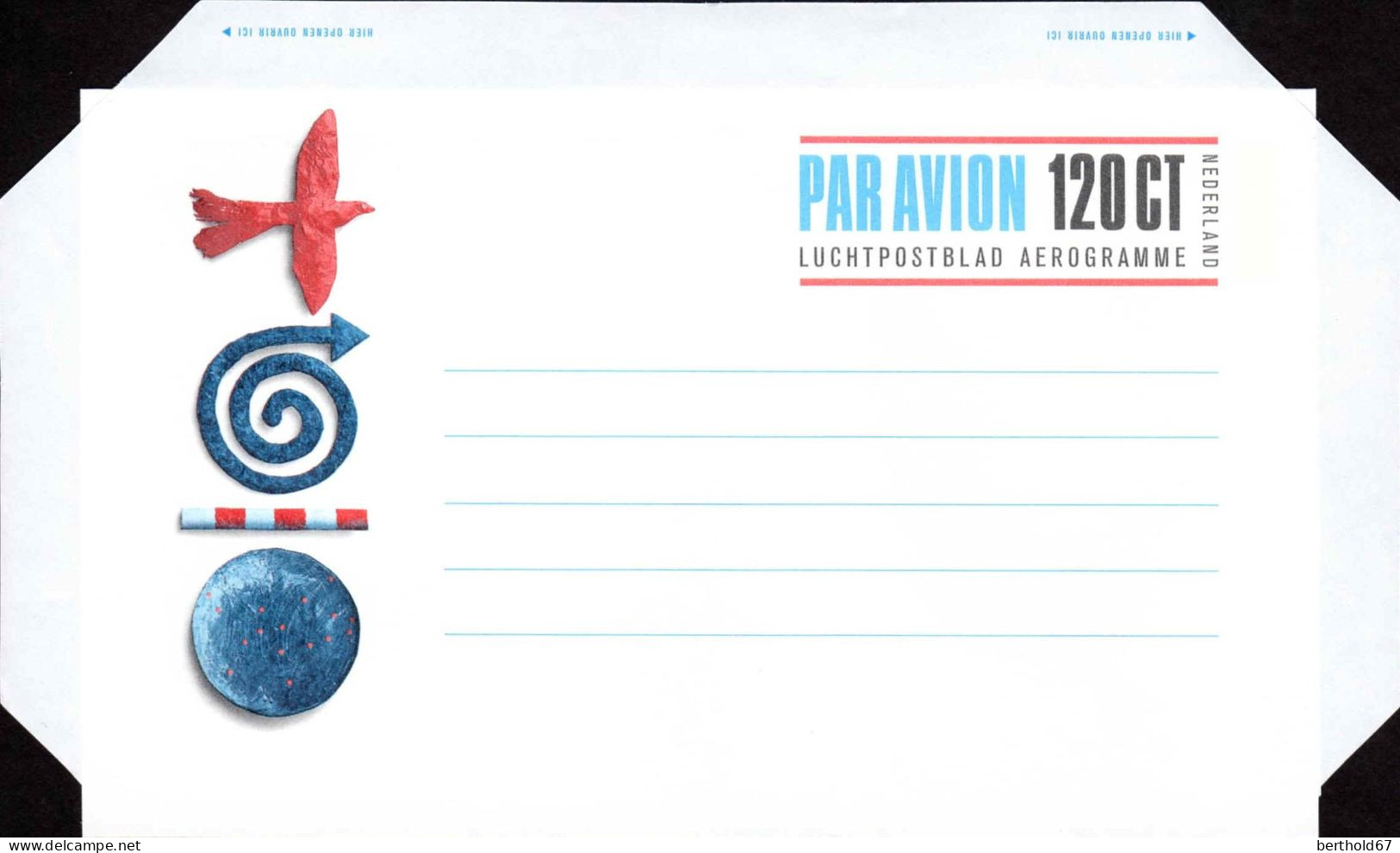 Pays-Bas Aérogr N** (2) Luchtpostblab Aerogramme Colombe - Postwaardestukken
