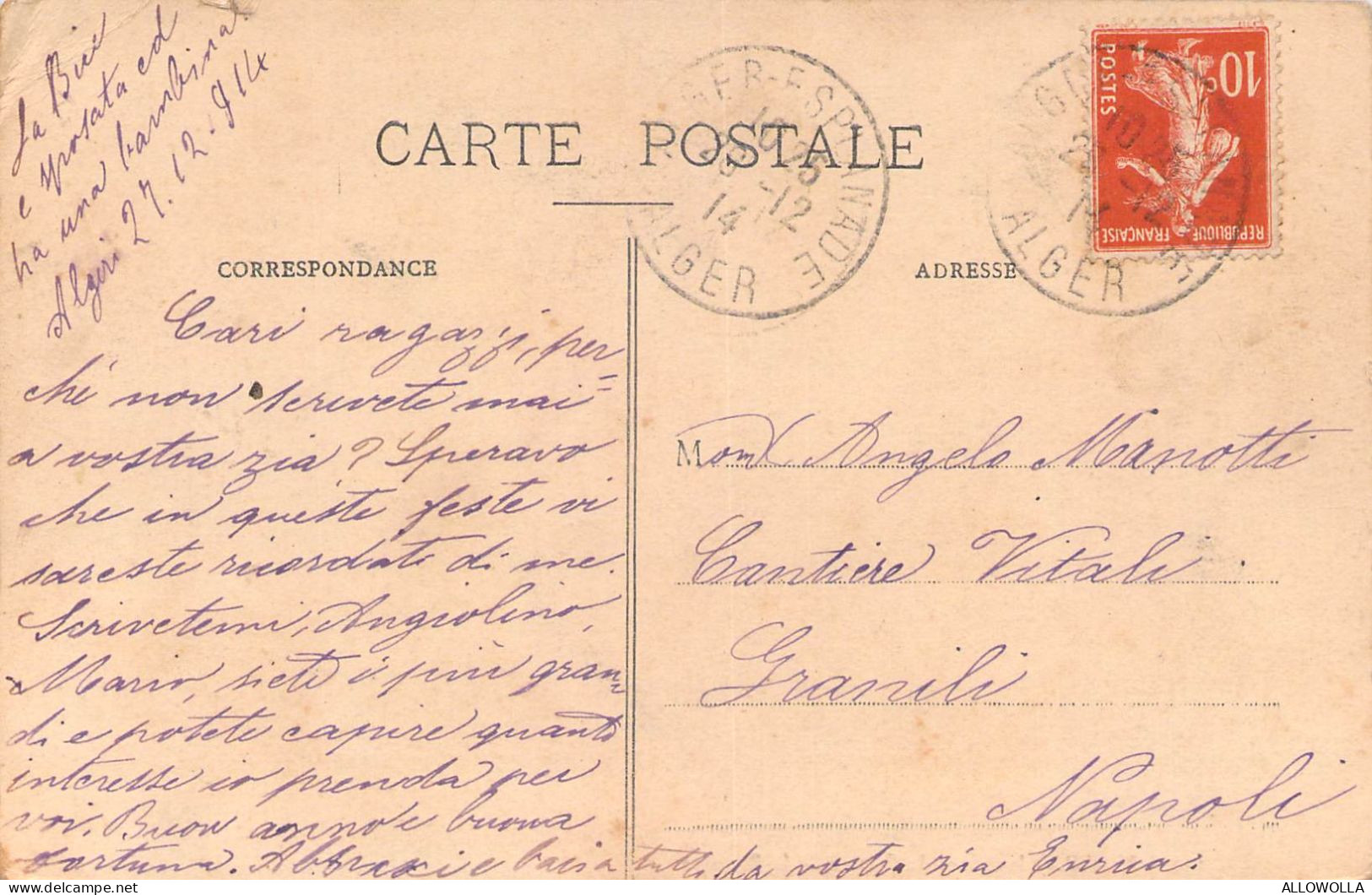 26982 " ALGER-INTÉRIEUR DU SQUARE DE LA RÉGENCE " ANIMÉ-VERA FOTO-CART.POST.  SPED.1914 - Alger