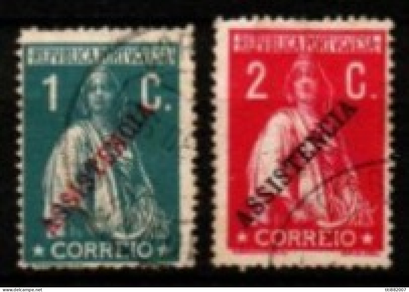 PORTUGAL  -   1912.    Y&T N° 222 / 223 Oblitérés.  Cérès.   Surchargés  Assistencia - Gebruikt