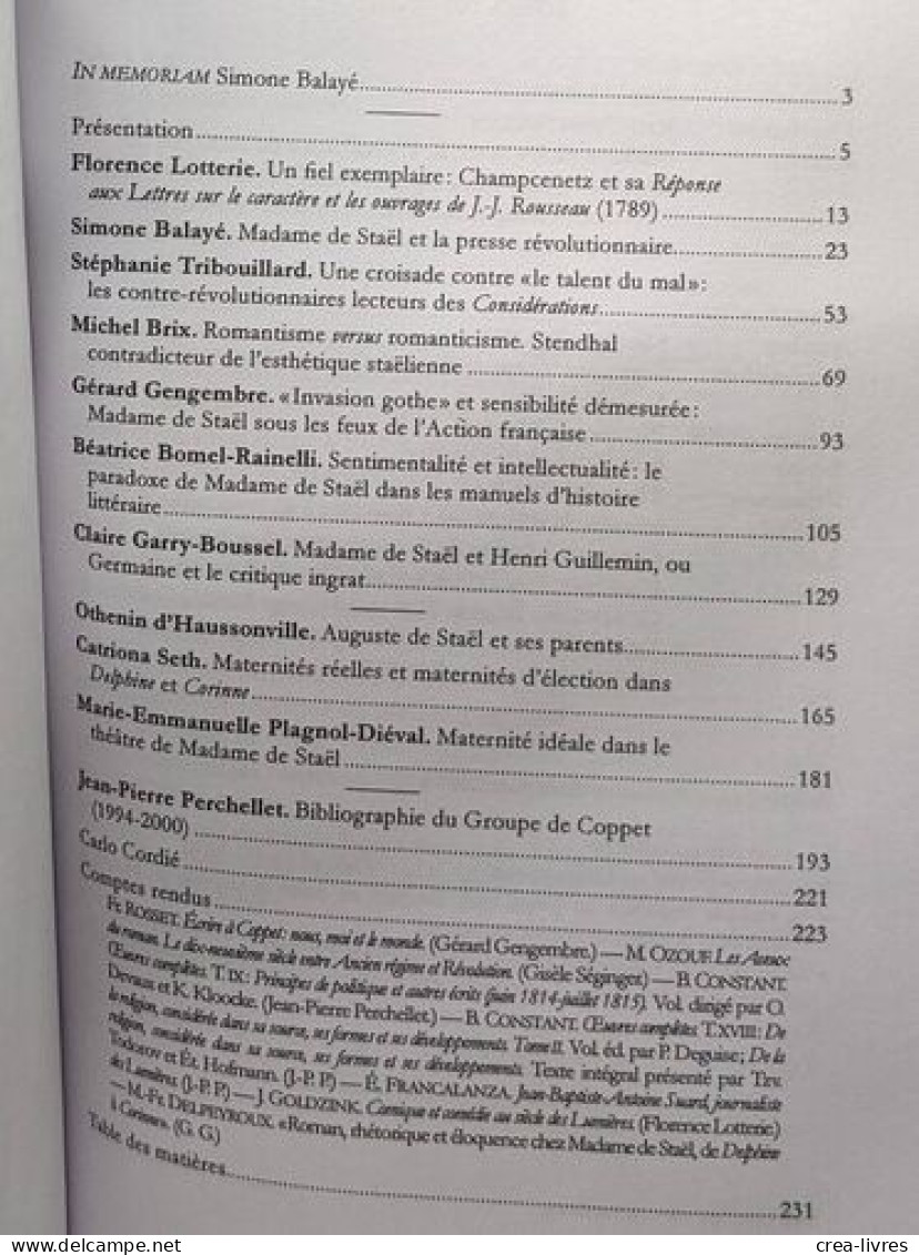 Cahiers Staëliens N°53 - 2002 / "Est-ce Sérieusement Que Vous Me Haïssez?" Ennemis Et Contradicteurs De Madame De Staël - Sonstige & Ohne Zuordnung