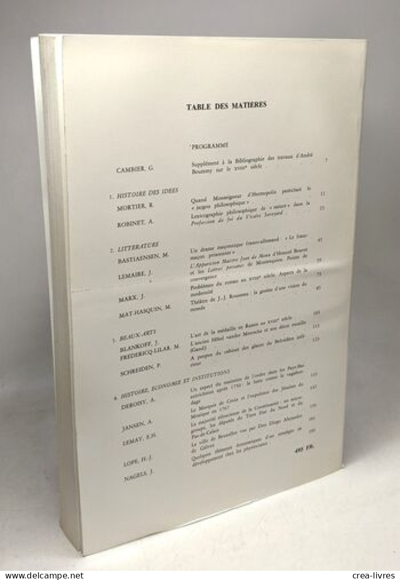 Etudes Sur Le XVIIIe Siècle - TOME V - Université Libre De Bruxelles Groupe D'étude Du XVIIIe Siècle - History