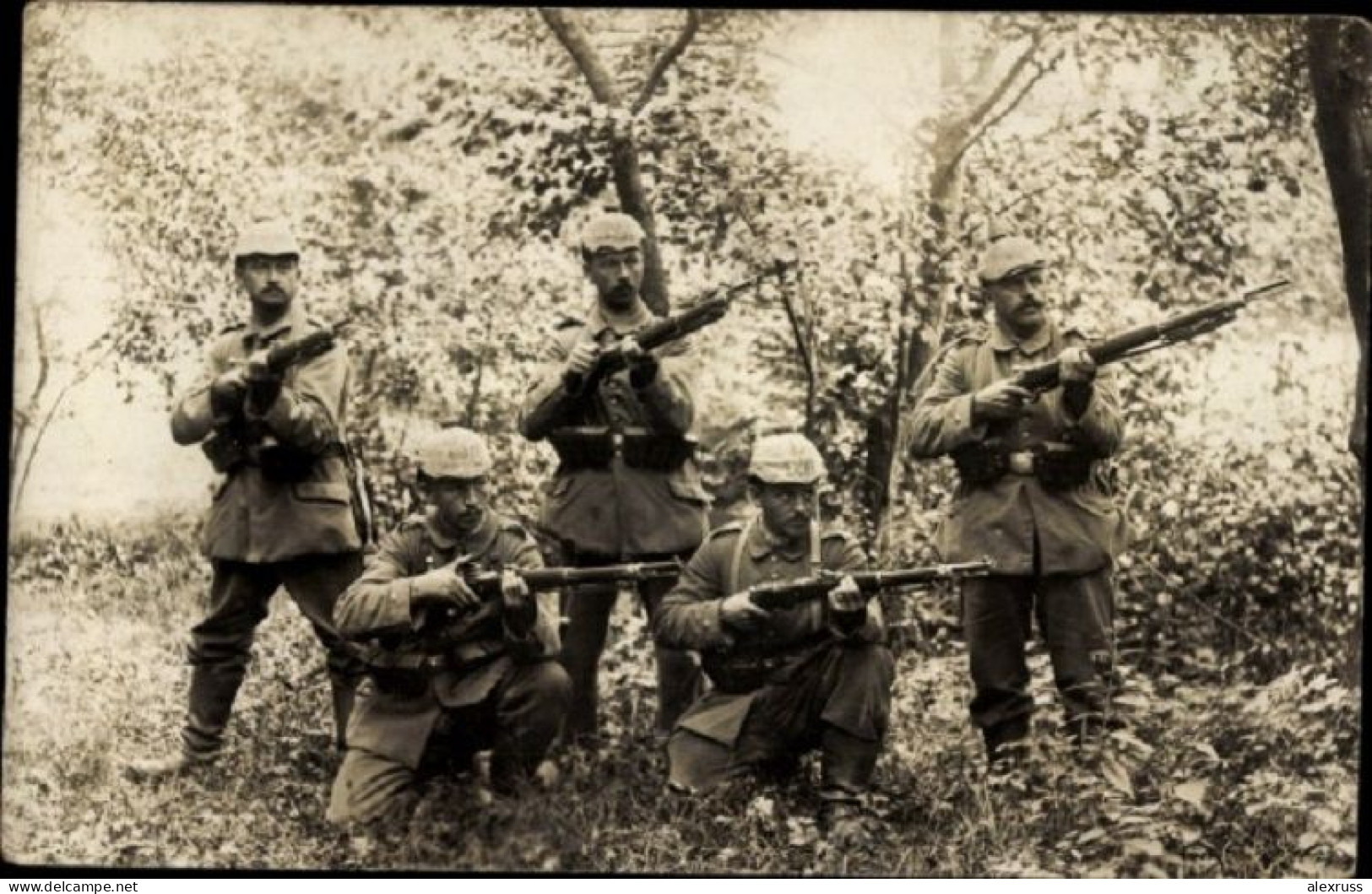 Germany Photo RPPC Postcard German Soldiers In Uniform, Hamlets, Rifles, WW-I , Posted 1915 - Oorlog 1939-45