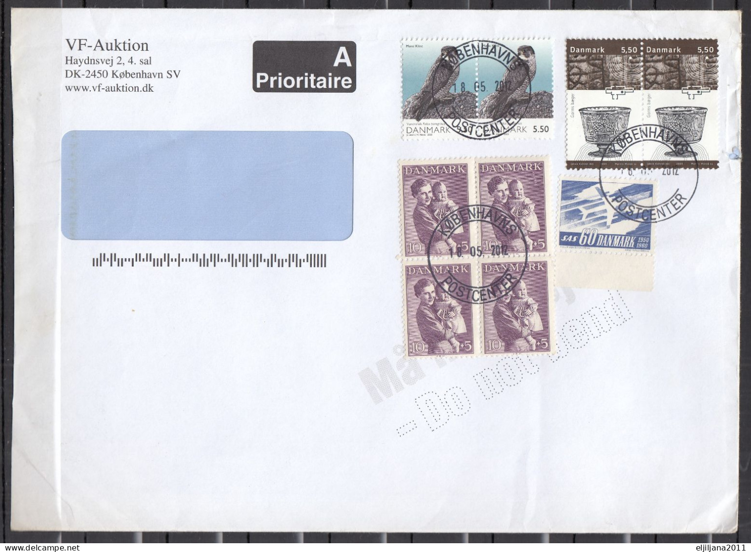 DENMARK 2012 ⁕ Nice Cover With Stamps Mi. 264 X4, 388, 1351 X2, 1525 X2 ⁕ A Prioritaire KØBENHAVNS Postmark - Covers & Documents