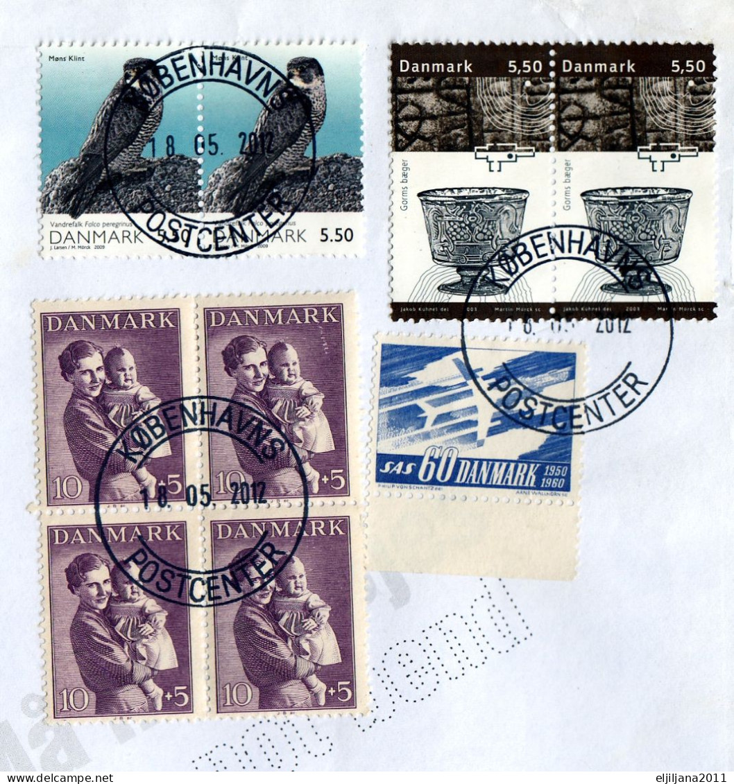 DENMARK 2012 ⁕ Nice Cover With Stamps Mi. 264 X4, 388, 1351 X2, 1525 X2 ⁕ A Prioritaire KØBENHAVNS Postmark - Lettere