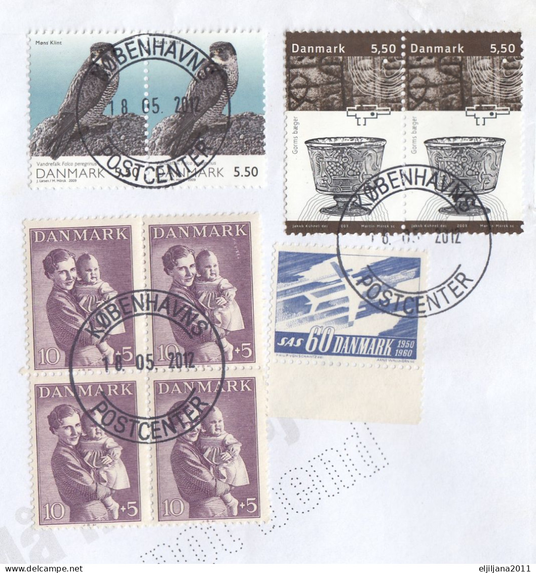 DENMARK 2012 ⁕ Nice Cover With Stamps Mi. 264 X4, 388, 1351 X2, 1525 X2 ⁕ A Prioritaire KØBENHAVNS Postmark - Covers & Documents