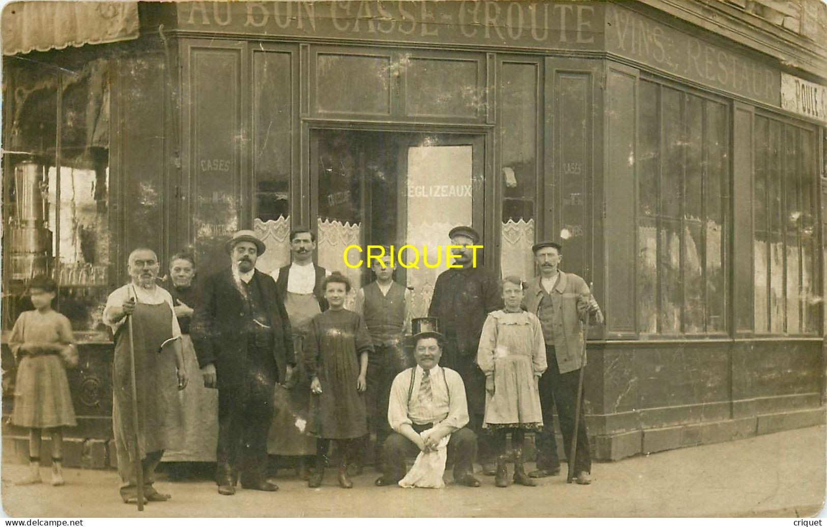 Paris, Carte Photo Restaurant Au Bon Casse Croûte, Eglizeaux, 15 Rue De Torcy, Gérants Et Clients, 1907 - Altri & Non Classificati