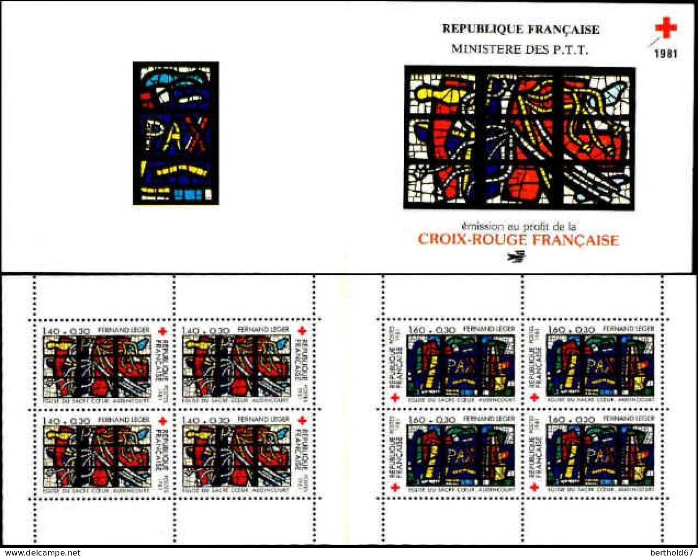 France Carnet N** Yv:2030 Mi:MH2295/6 Croix-Rouge Fernand Leger Vitraux - Red Cross