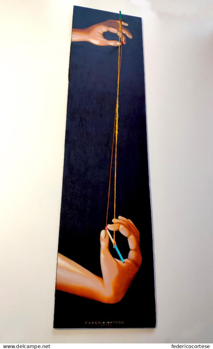Mani, Dipinto As Olio Su Legno / Hands, Oil Painting On Wood Panel - Art Contemporain