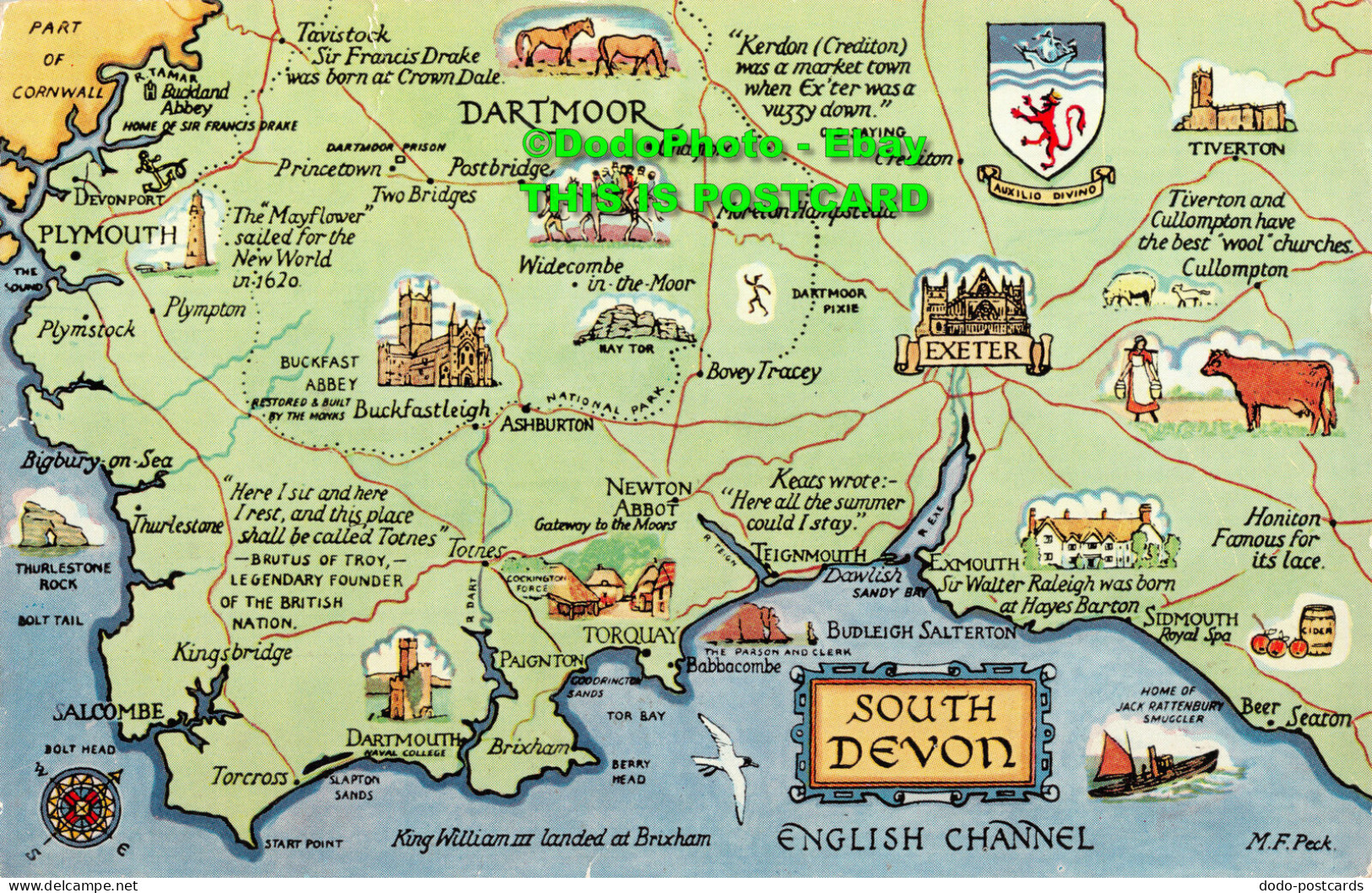 R416089 South Devon. English Channel. M. F. Peck. Map. Salmon. 4583 - World