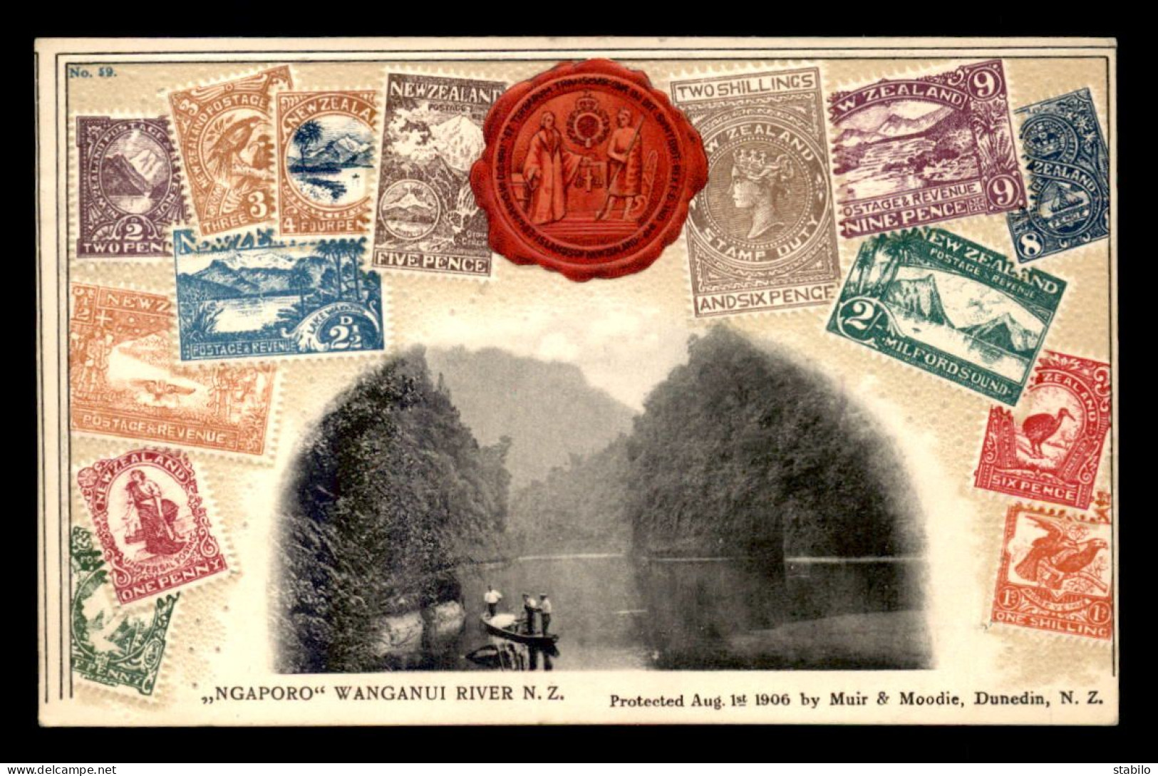 NOUVELLE-ZELANDE - NGAPORO WANGANUI RIVER  - TIMBRES - CARTE EN RELIEF - New Zealand