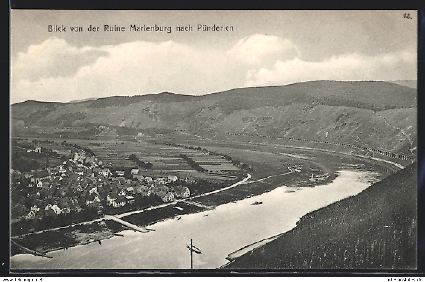 AK Pünderich, Ortsansicht Von Der Ruine Marienburg Aus  - Sonstige & Ohne Zuordnung