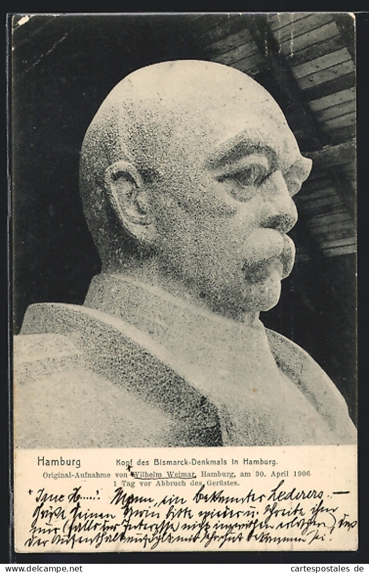 AK Hamburg-St.Pauli, Kopf Des Bismarck-Denkmals  - Mitte