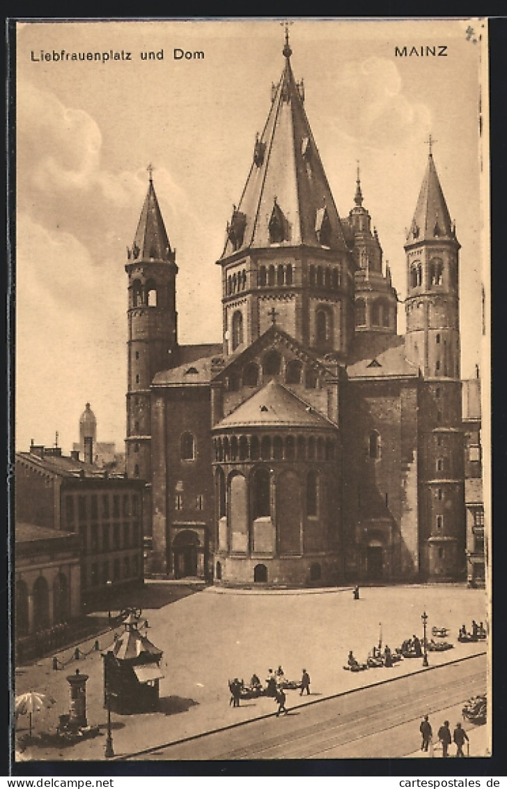 AK Mainz, Liebfrauenplatz Und Dom Aus Der Vogelschau  - Mainz