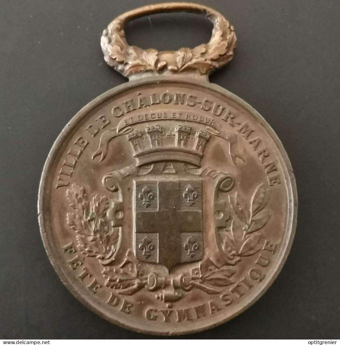 MEDAILLE 1883 VILLE DE CHALONS SUR MARNE FETE DE LA GYMNASTIQUE / 50mm 62.4g - Andere & Zonder Classificatie