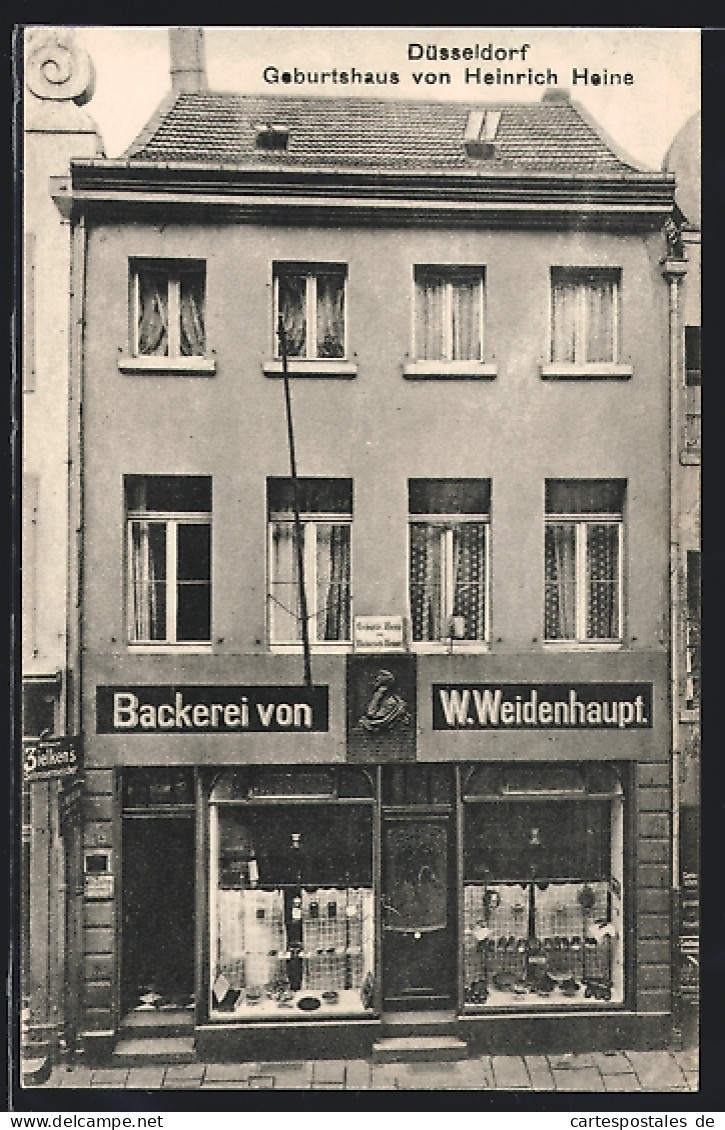 AK Düsseldorf, Geburtshaus Von Heinrich Heine Mit Bäckerei Von W. Weidenhaupt  - Duesseldorf