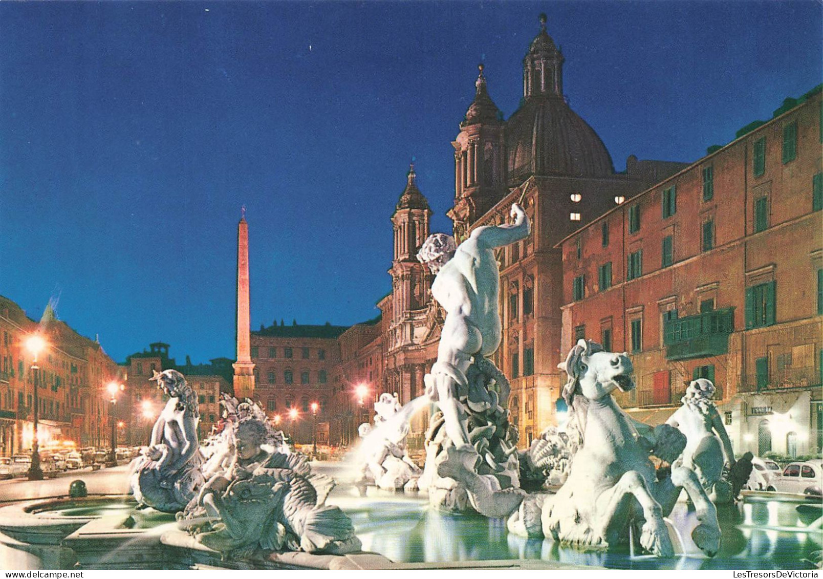 ITALIE - Roma - Piazza Navona Di Notte - Colorisé - Carte Postale - Autres & Non Classés