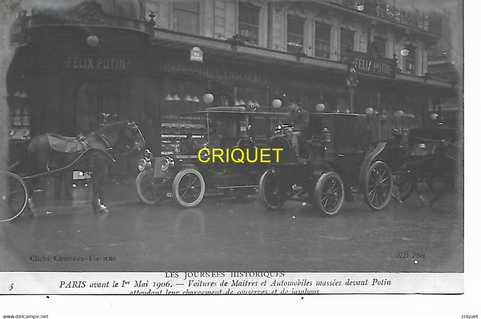 Paris, Journées Historiques Du 1er Mai, Voitures De Maîtres Et Automobiles Devant Potin - Altri & Non Classificati
