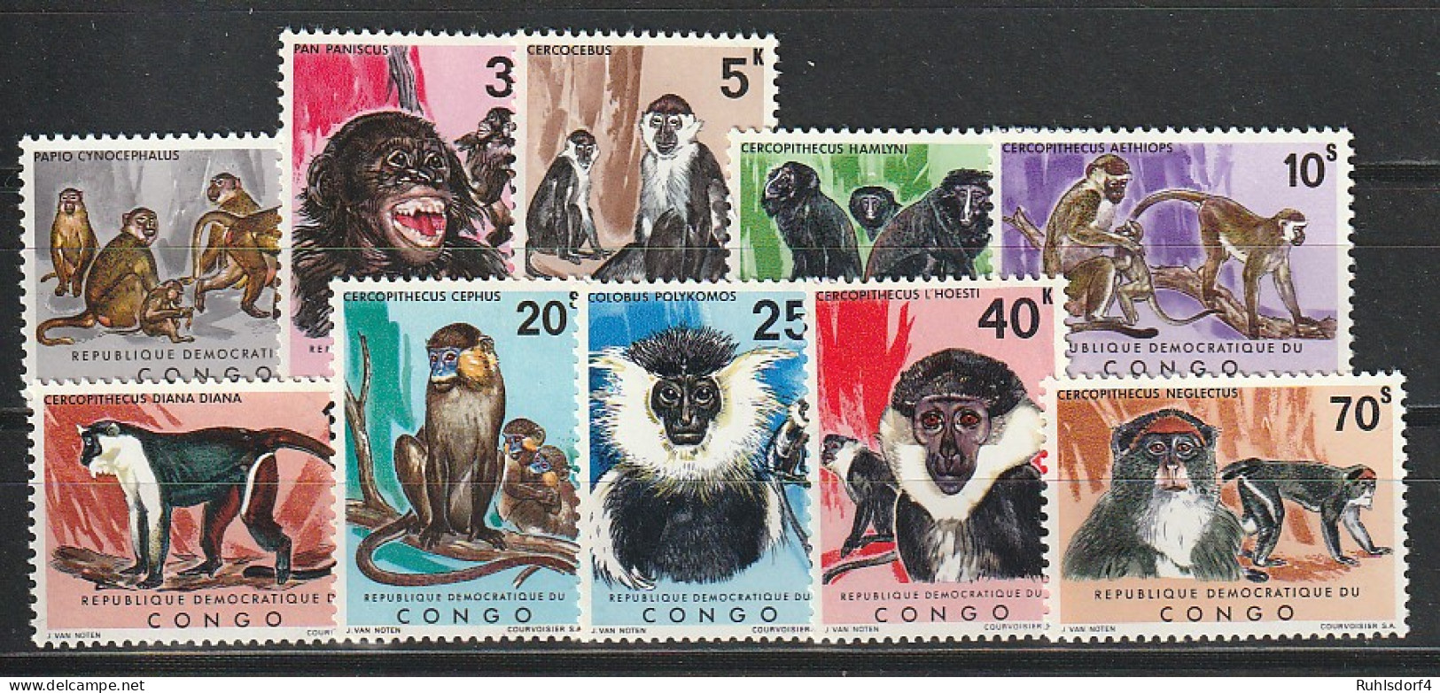 DRep. Kongo: Affensatz (432-41, ** (MNH) - Apen