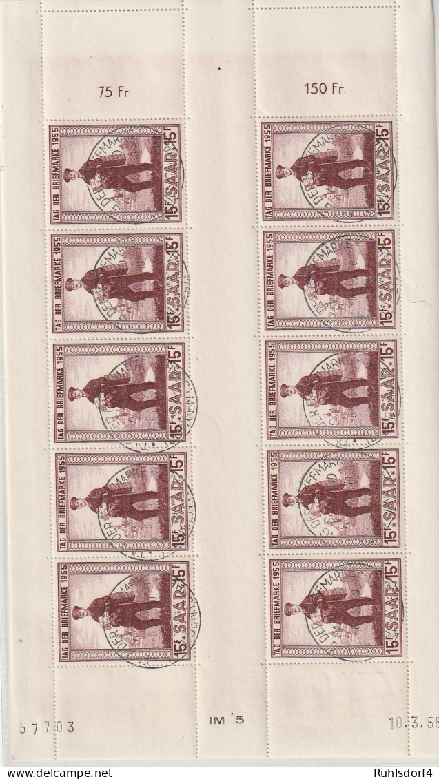 Saarland Tag Der Briefmarke 1955 Im Kleinbogen, Gest. - Andere & Zonder Classificatie