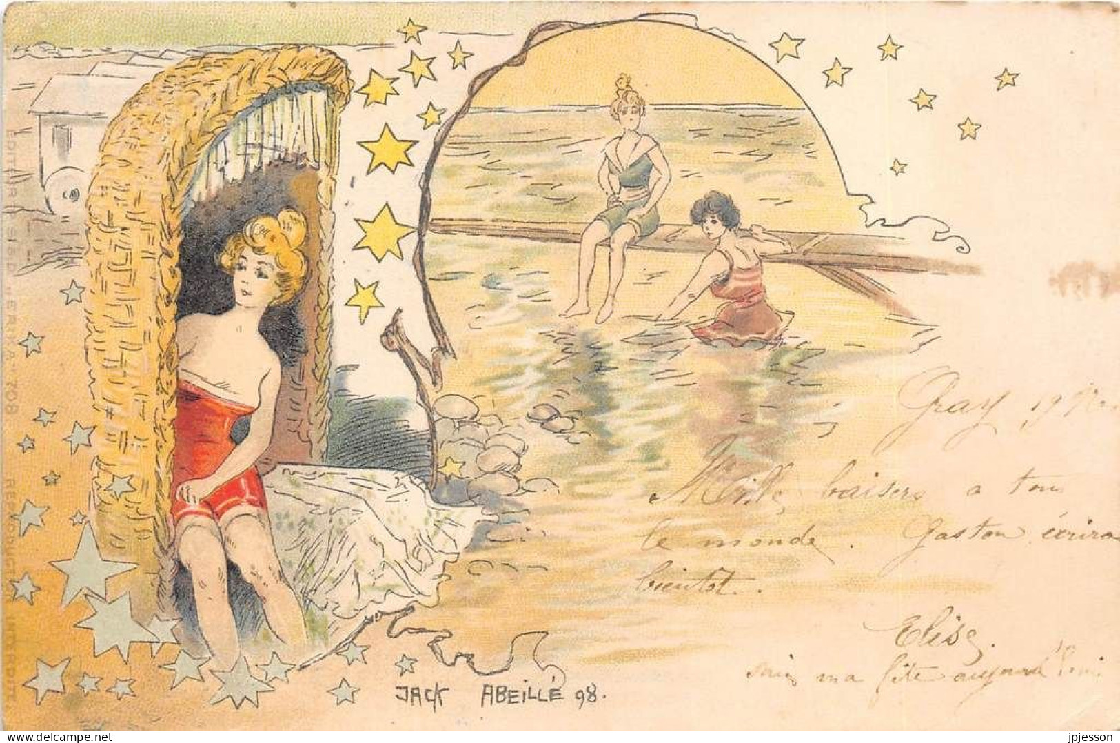 ILLUSTRATEUR - JACK ABEILLE - BAIGNEUSES, BORD DE MER - PIONNIERE 1900 - Autres & Non Classés