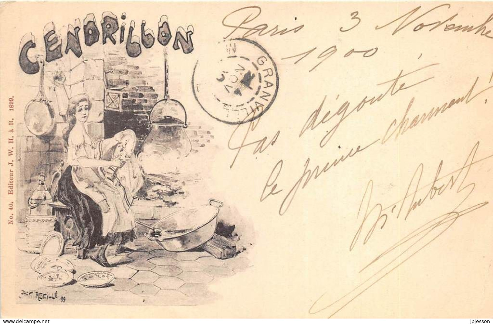 ILLUSTRATEUR - JACK ABEILLE - "CENDRILLON" - PIONNIERE 1900 - Autres & Non Classés