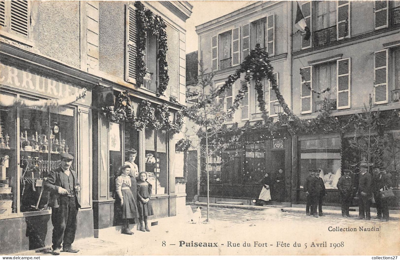 45-PUISEAUX- RUE DU FORT FÊTE DU 5 AVRIL 1908 - Puiseaux