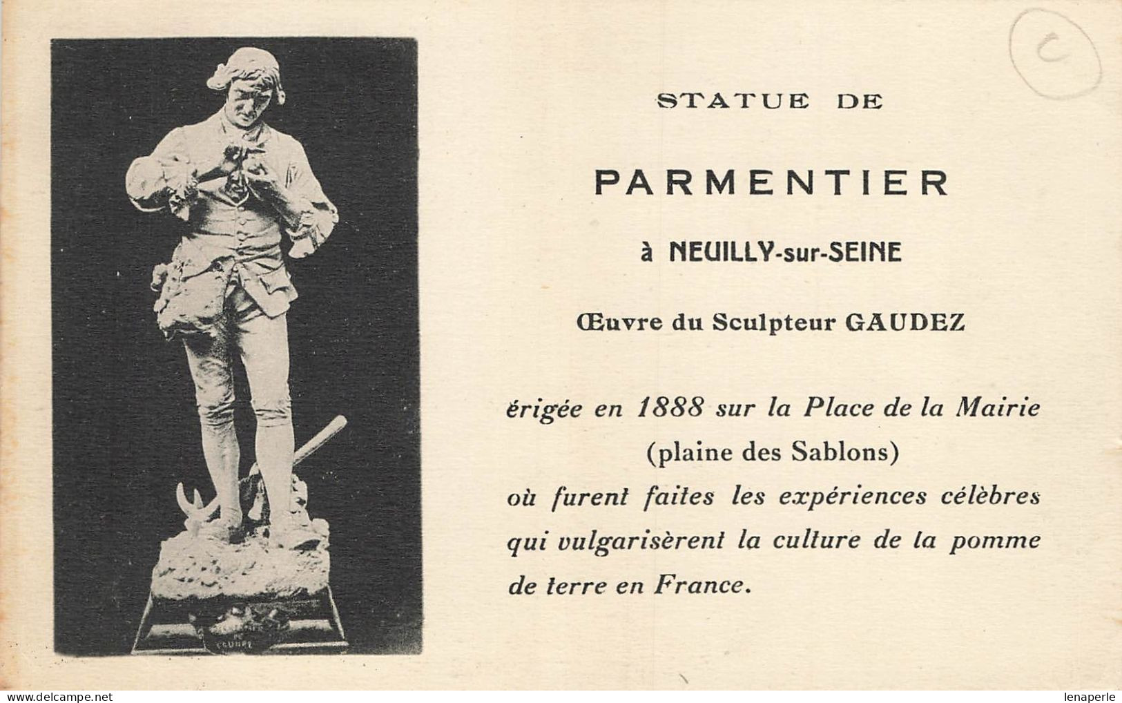 D9603 Neuilly Sur Seine Statue Parmentier - Neuilly Sur Seine