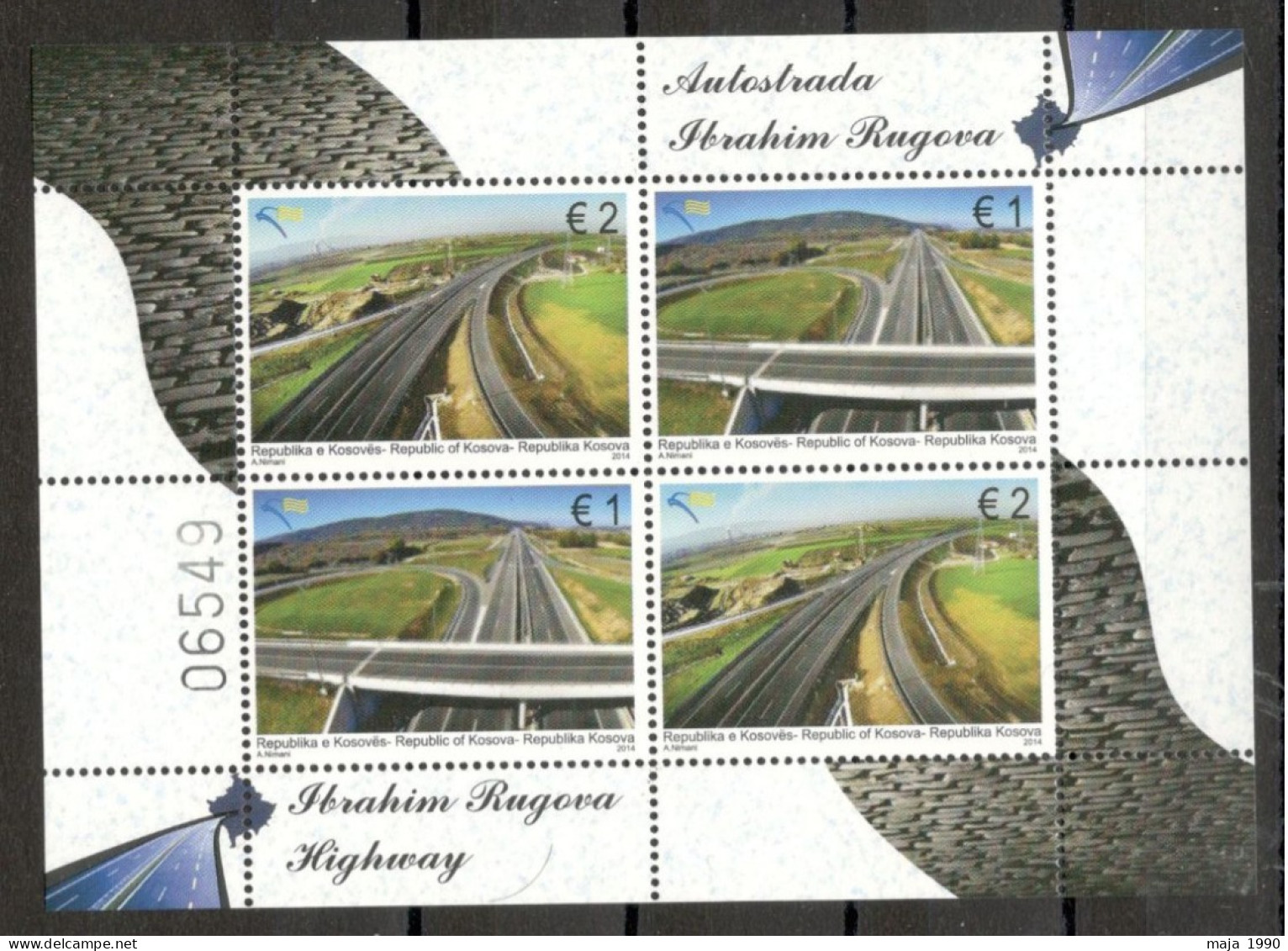 KOSOVO - MNH BLOCK - HIGHWAY "IBRAHIM RUGOVA" - 2014. - Kosovo