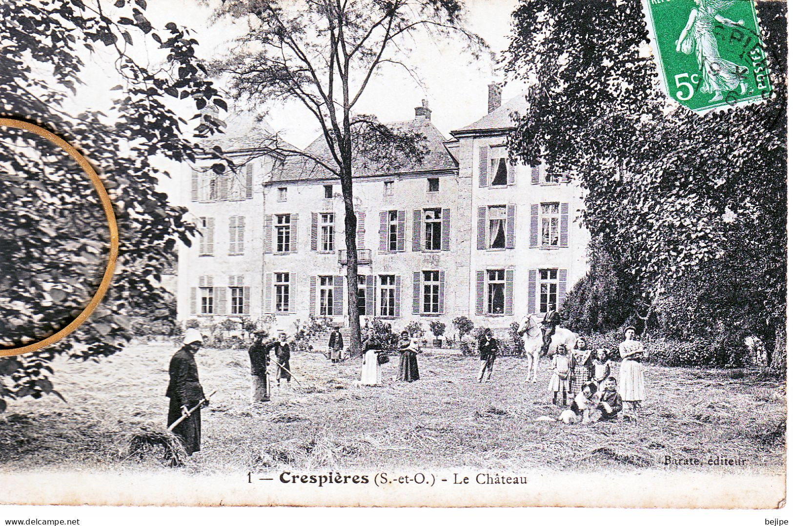 78 Yvelines CRESPIERES Le Chateau Très Animé Avec Jardinières Et Enfants - Other & Unclassified