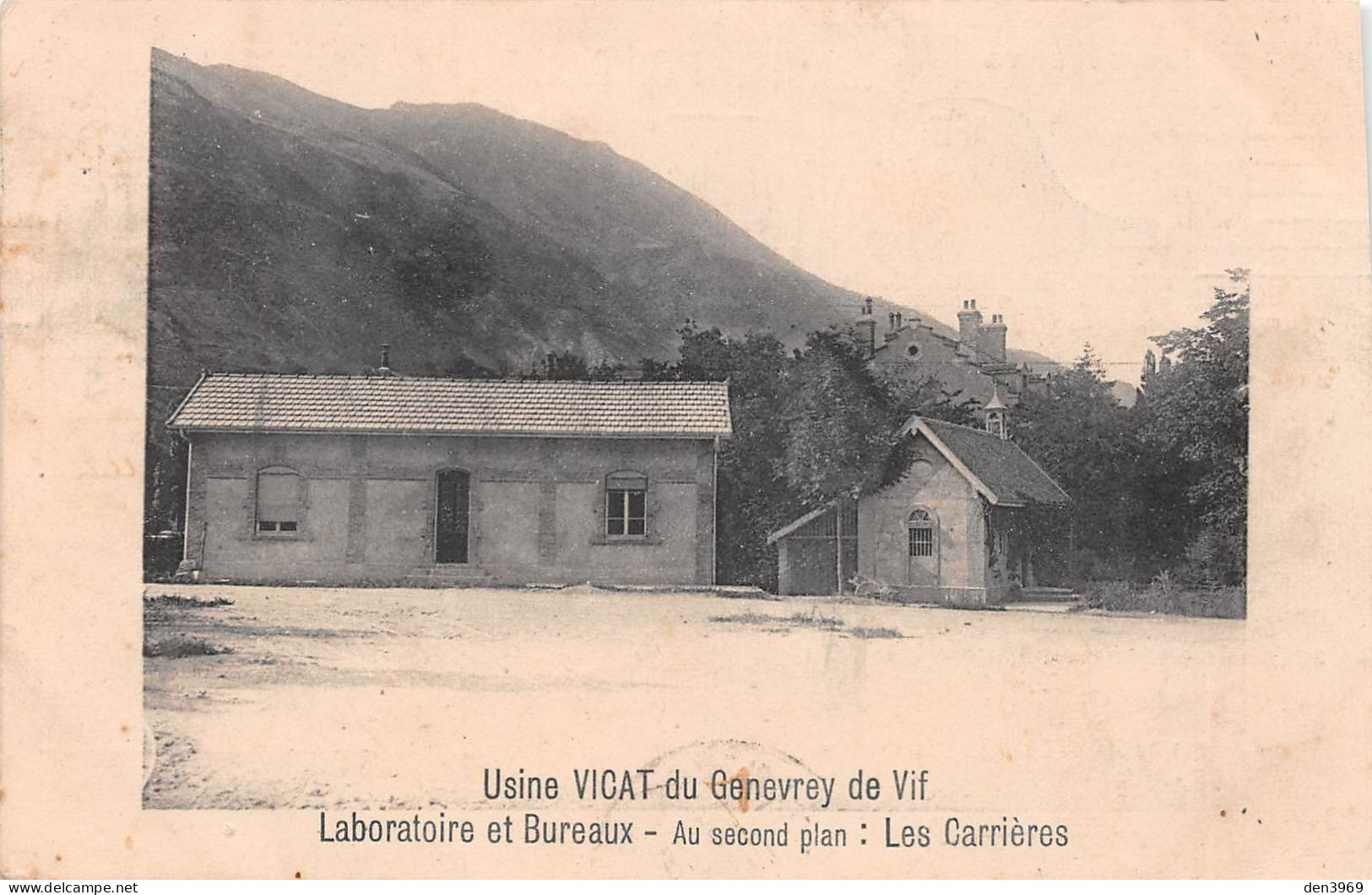 Le GENEVREY-de-VIF (Isère) - Usine Des Ciments Vicat - Laboratoire Et Bureaux - Les Carrières - Voyagé 1911 (2 Scans) - Vif