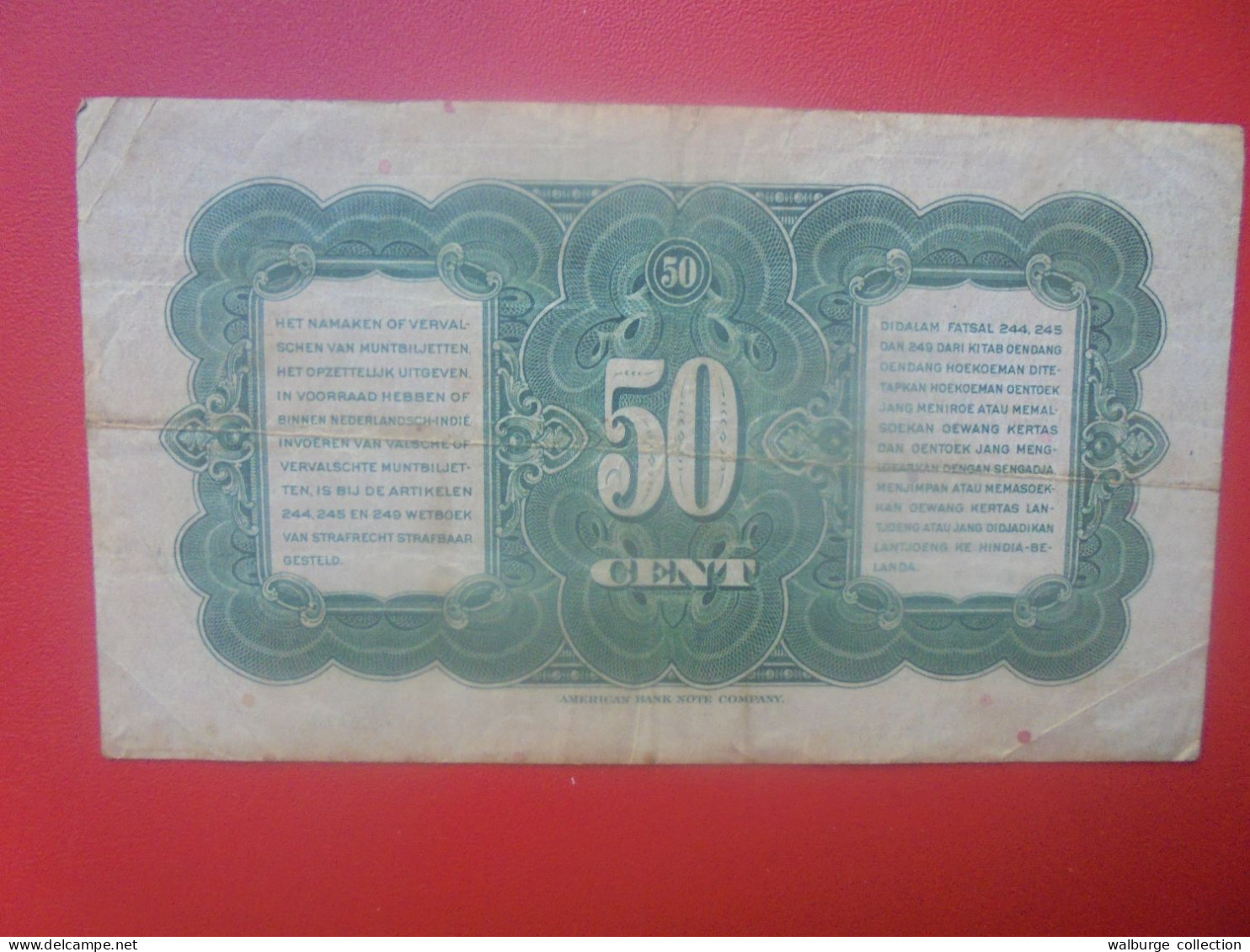 INDES NEERLANDAISES 50 Cent 1943 Circuler (B.33) - Dutch East Indies