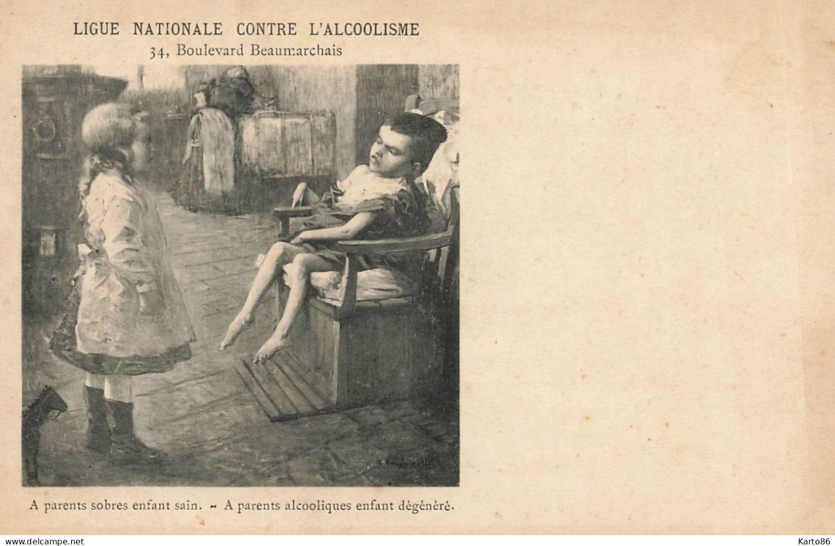 ANTI ALCOOLISME * CPA Dos 1900 * Ligue Nationale Contre L'alcoolisme * Alcool * à Parents Sobres , Enfant Sain ! - Autres & Non Classés