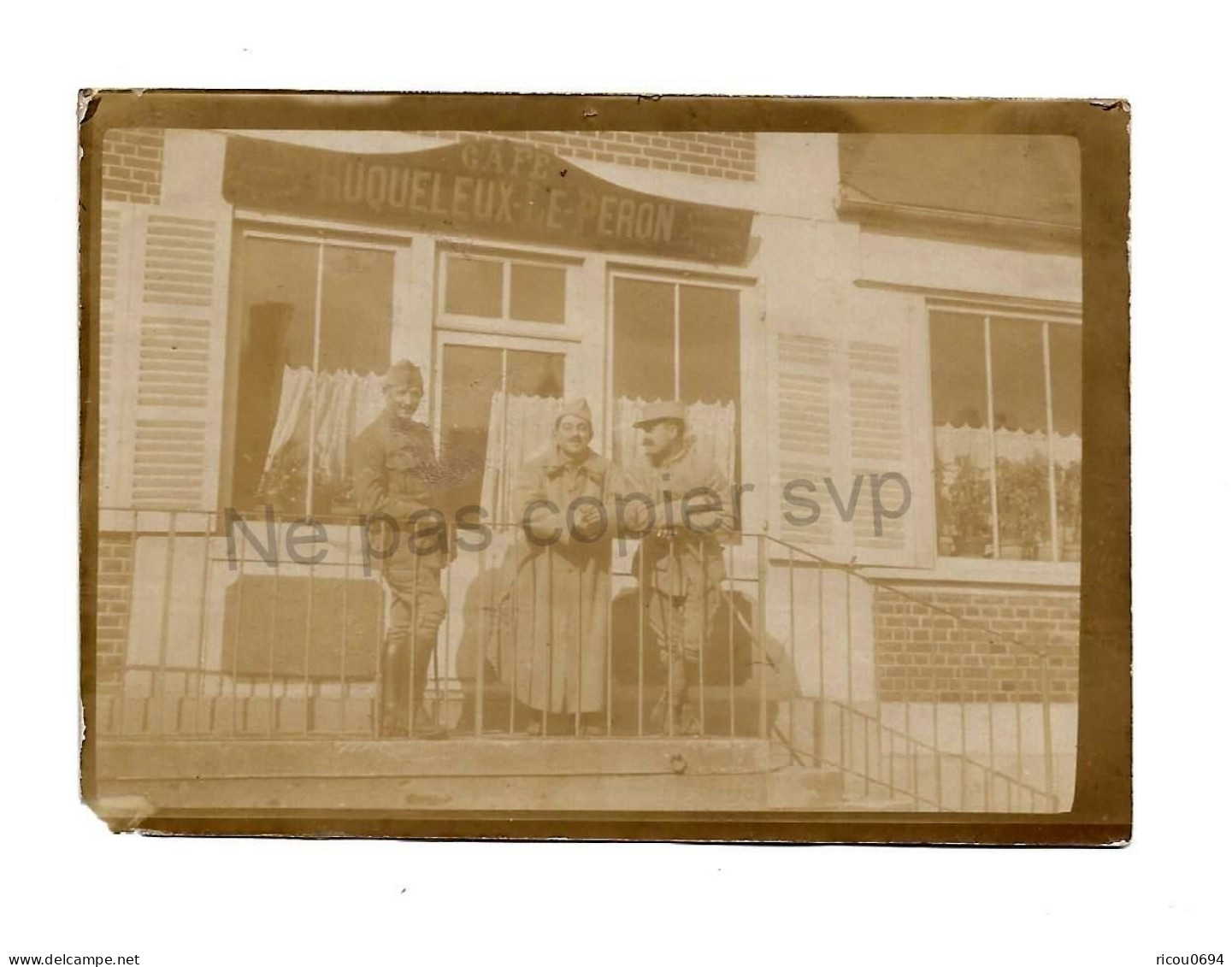 Photo - LA DRENNE 60 LE DELUGE - Café Huqueleux - Le Peron - 20 Rue De Ressons 1917 - Other & Unclassified