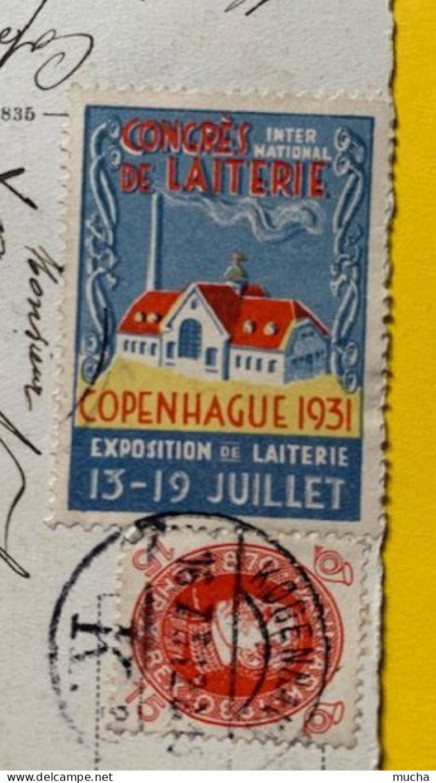 20400 - Rare Sur Carte Vignette Congrès International De Laiterie Copenhague 1931 Circulée Copenhague 16.07.1931 - Alimentation
