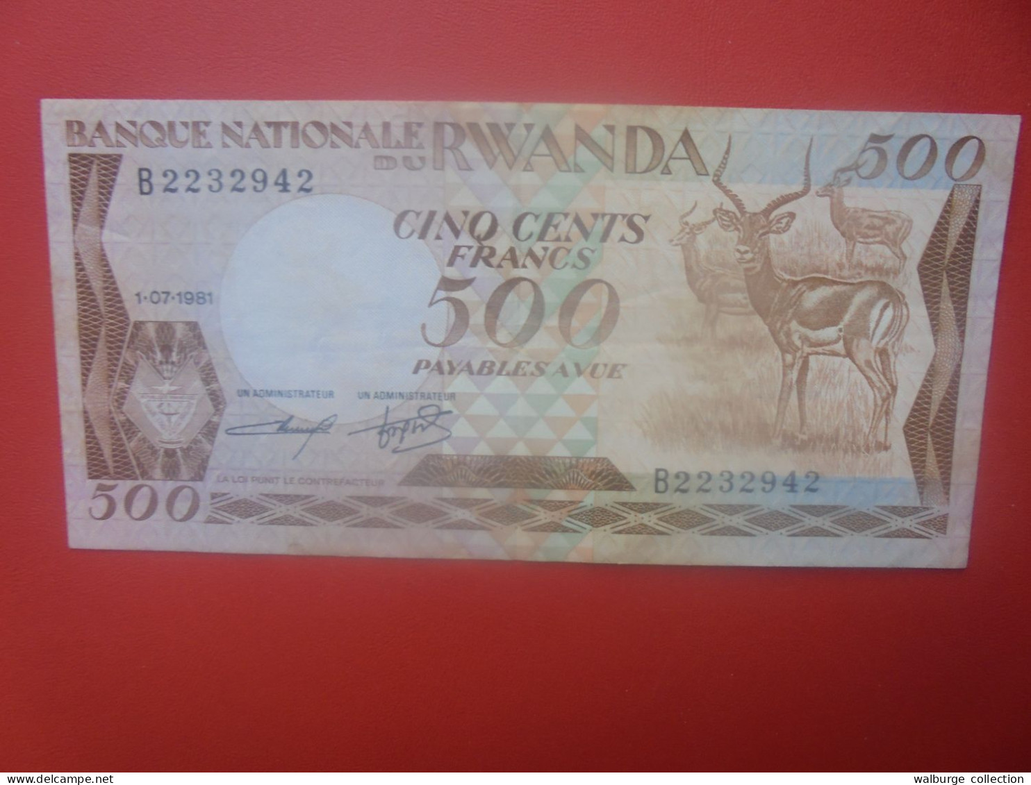 RWANDA 500 Francs 1981 Circuler (B.33) - Rwanda