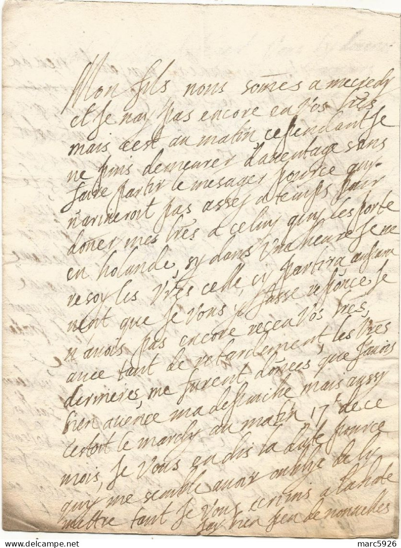 N°2039 ANCIENNE LETTRE ELISABETH DE NASSAU A SEDAN AU DUC DE BOUILLON AVEC CACHET DE CIRE DATE 1624 - Historische Documenten