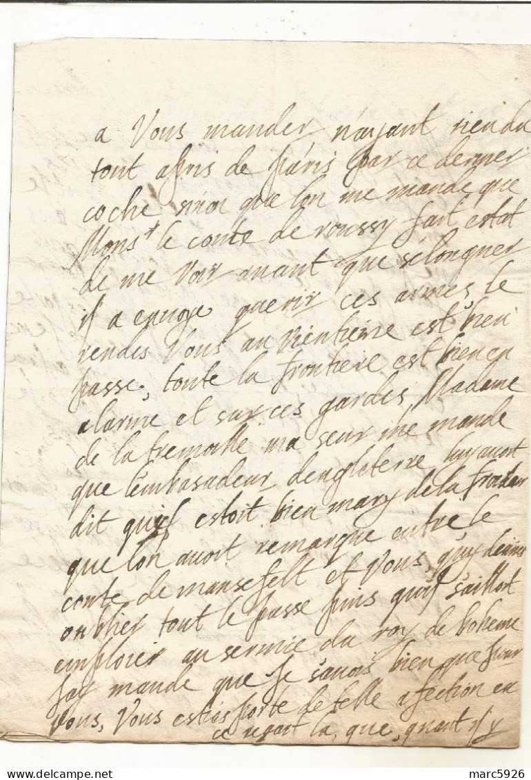 N°2039 ANCIENNE LETTRE ELISABETH DE NASSAU A SEDAN AU DUC DE BOUILLON AVEC CACHET DE CIRE DATE 1624 - Historische Documenten
