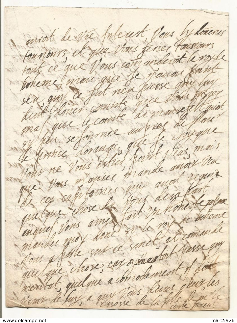 N°2039 ANCIENNE LETTRE ELISABETH DE NASSAU A SEDAN AU DUC DE BOUILLON AVEC CACHET DE CIRE DATE 1624