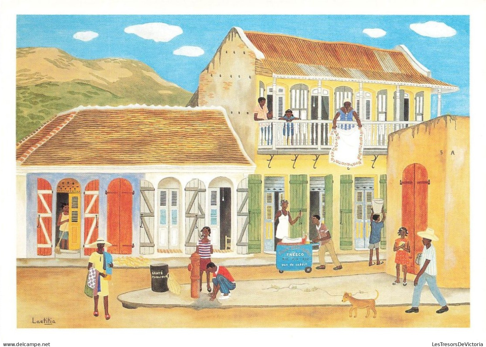 ANTILLES - Laetiatia - Haitian Street Scene - Carte Postale - Haiti