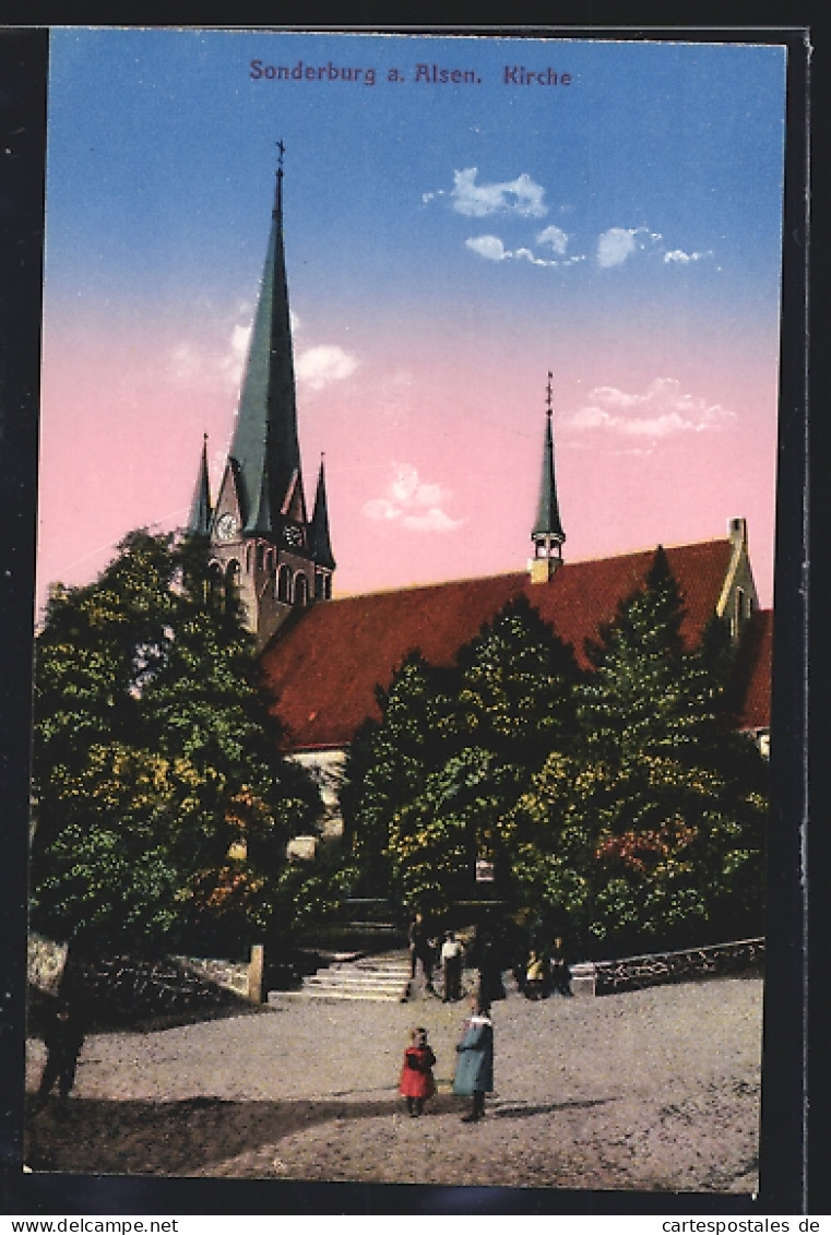 AK Sonderburg A. Alsen, Partie An Der Kirche  - Danemark