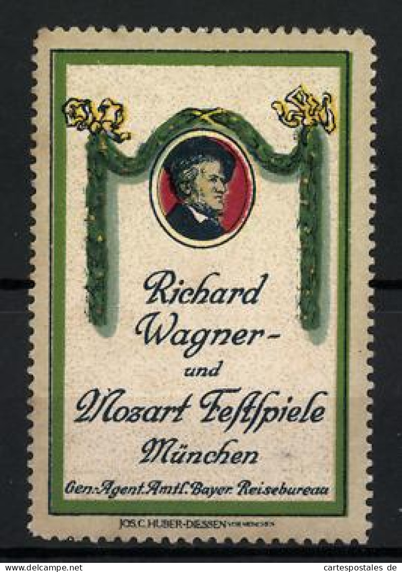 Reklamemarke München, Richard Wagner- Und Mozart Festspiele, Portrait Wagner's  - Erinnophilie