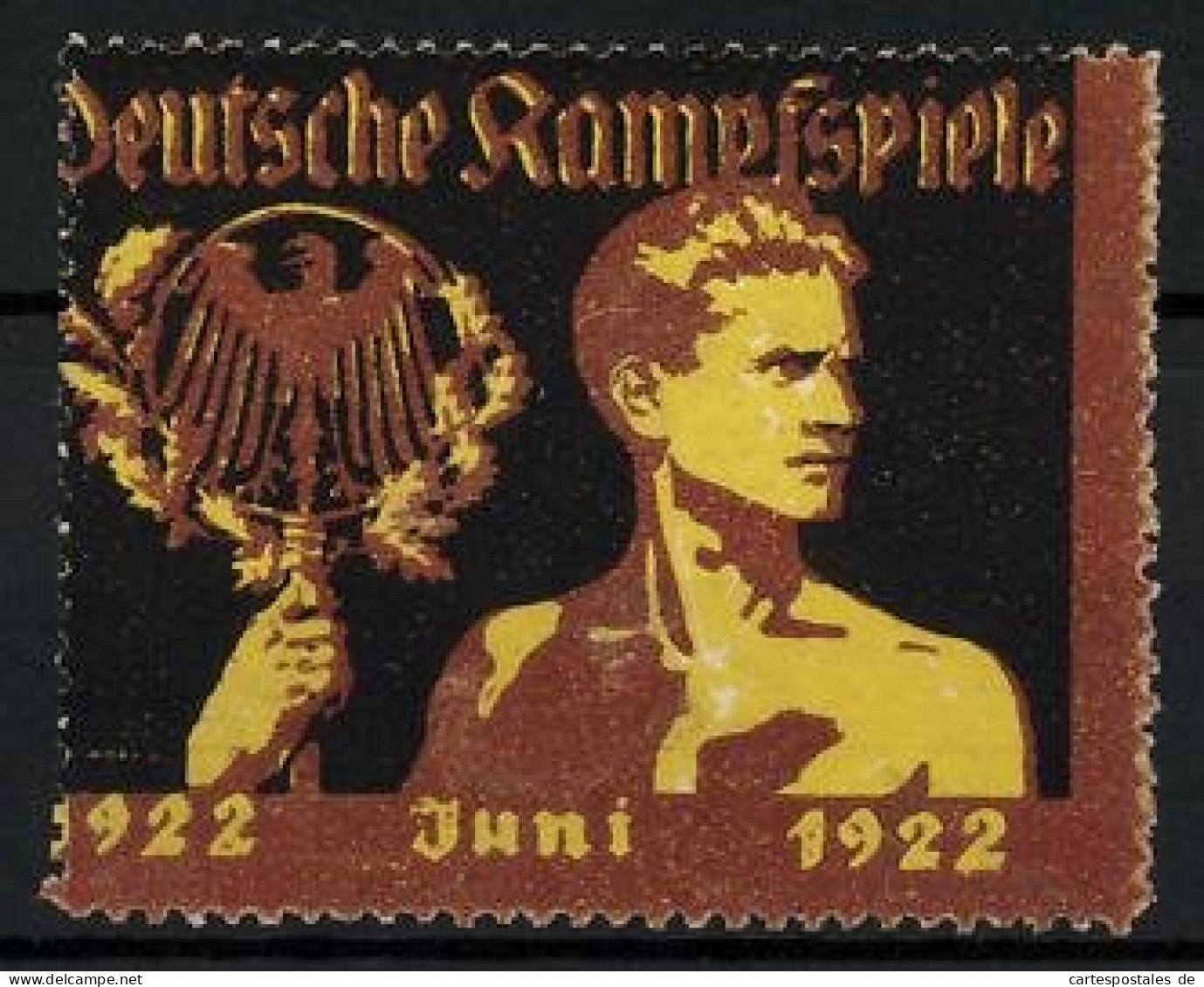 Reklamemarke Deutsche Kampfspiele Juni 1922, Sportler Mit Wappen  - Cinderellas