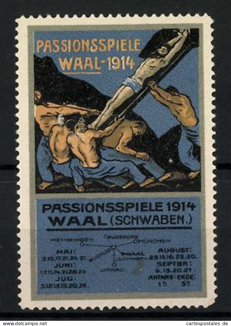 Reklamemarke Waal, Passionsspiele 1914, Landkarte, Szene Der Aufführung  - Erinnofilia