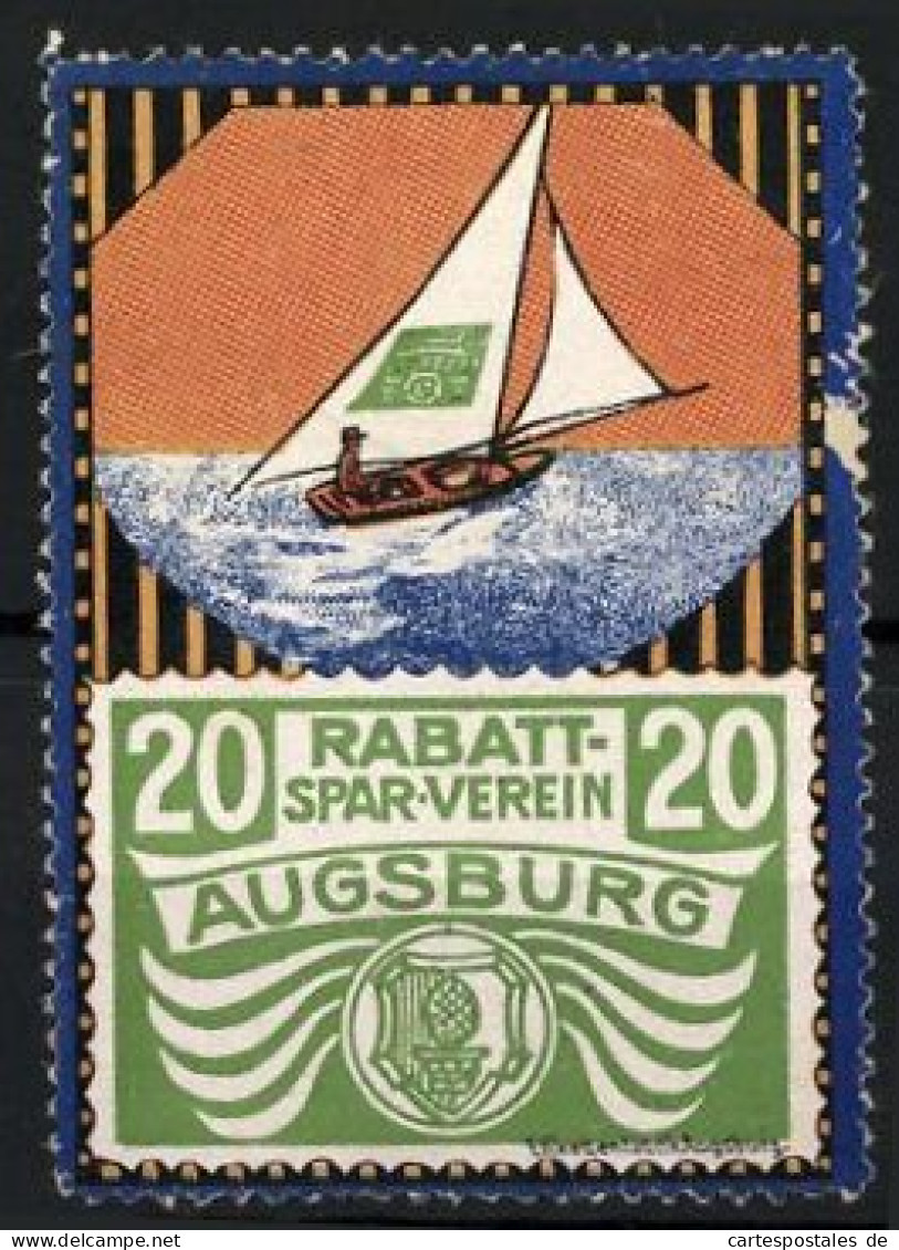 Reklamemarke Augsburg, Rabatt-Spar-Verein, Segelboot  - Erinnofilia