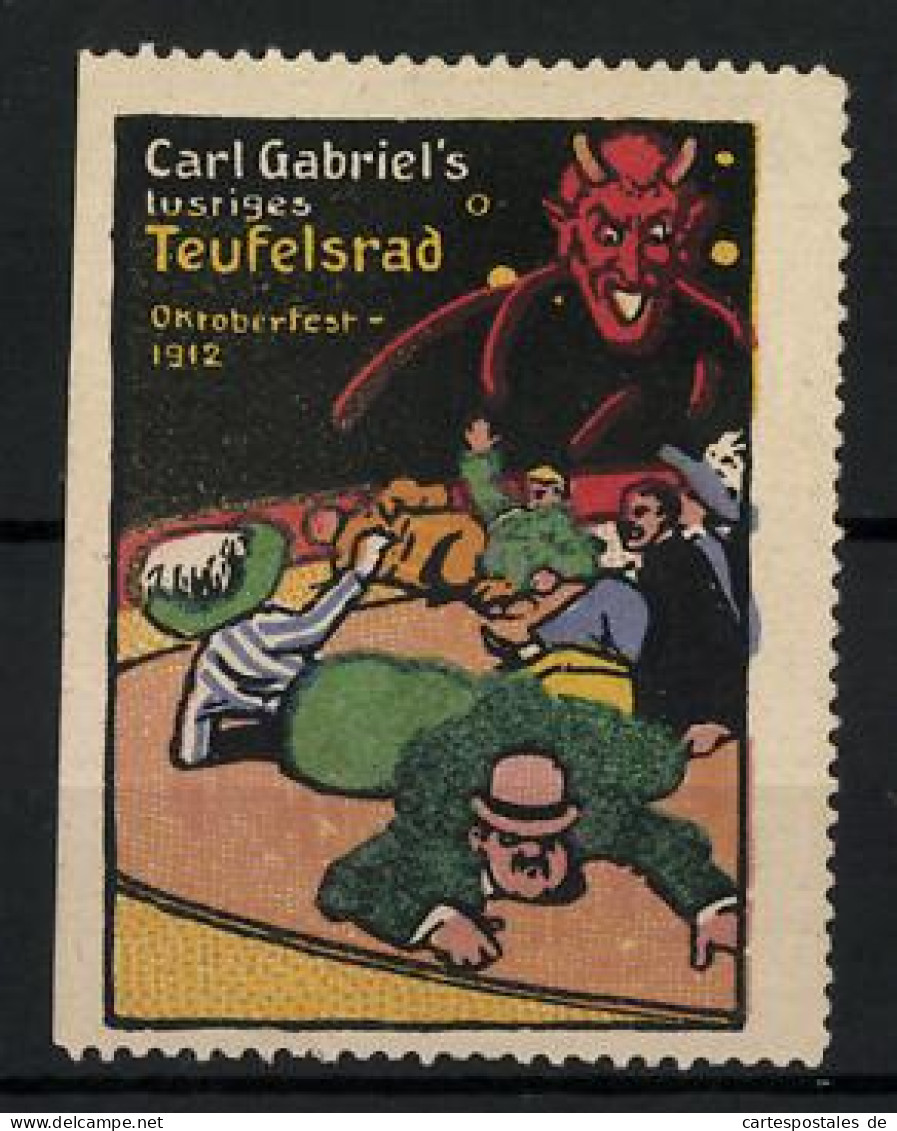 Reklamemarke München, Oktoberfest 1912, Carl Gabriel's Lustiges Teufelsrad  - Erinnophilie