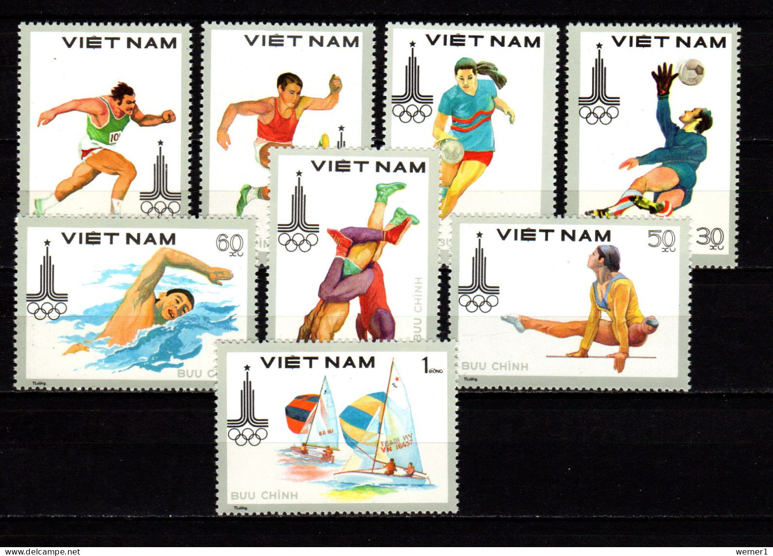 Vietnam 1980 Olympic Games Moscow, Football Soccer, Handball, Swimming Etc. Set Of 8 MNH - Estate 1980: Mosca