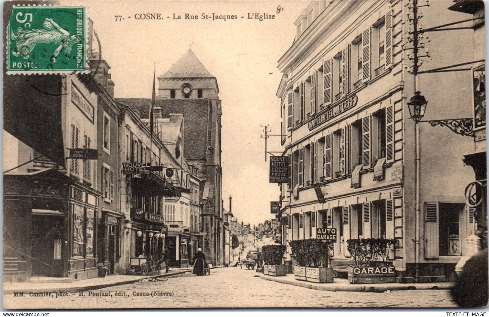 58 COSNE - La Rue Saint Jacques & L'eglise  - Cosne Cours Sur Loire