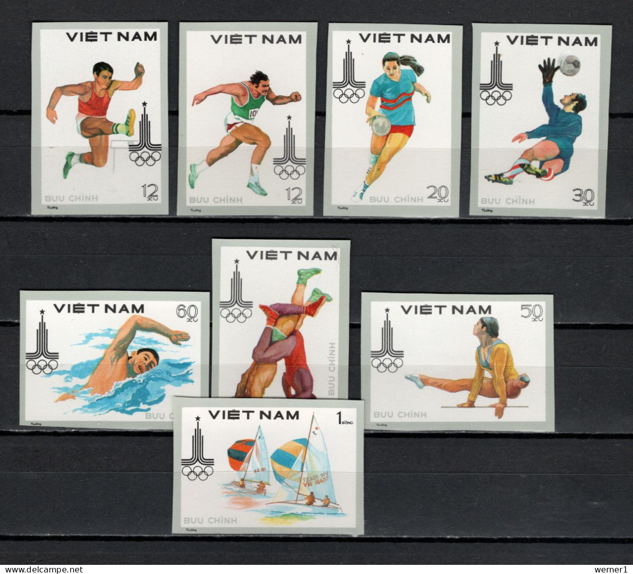 Vietnam 1980 Olympic Games Moscow, Football Soccer, Handball, Swimming Etc. Set Of 8 Imperf. MNH - Estate 1980: Mosca