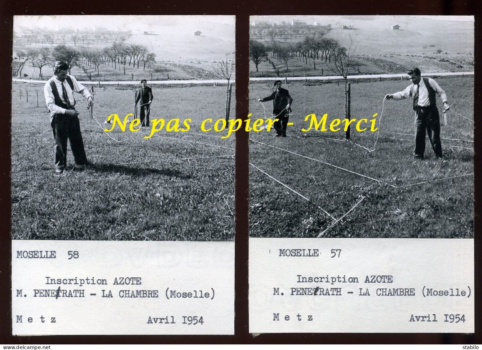 LA CHAMBRE (MOSELLE) - 2 PHOTOS -  INSCRIPTION AZOTE CHEZ M. PENETRATH - AVRIL 1954 - AGRICULTURE - Orte