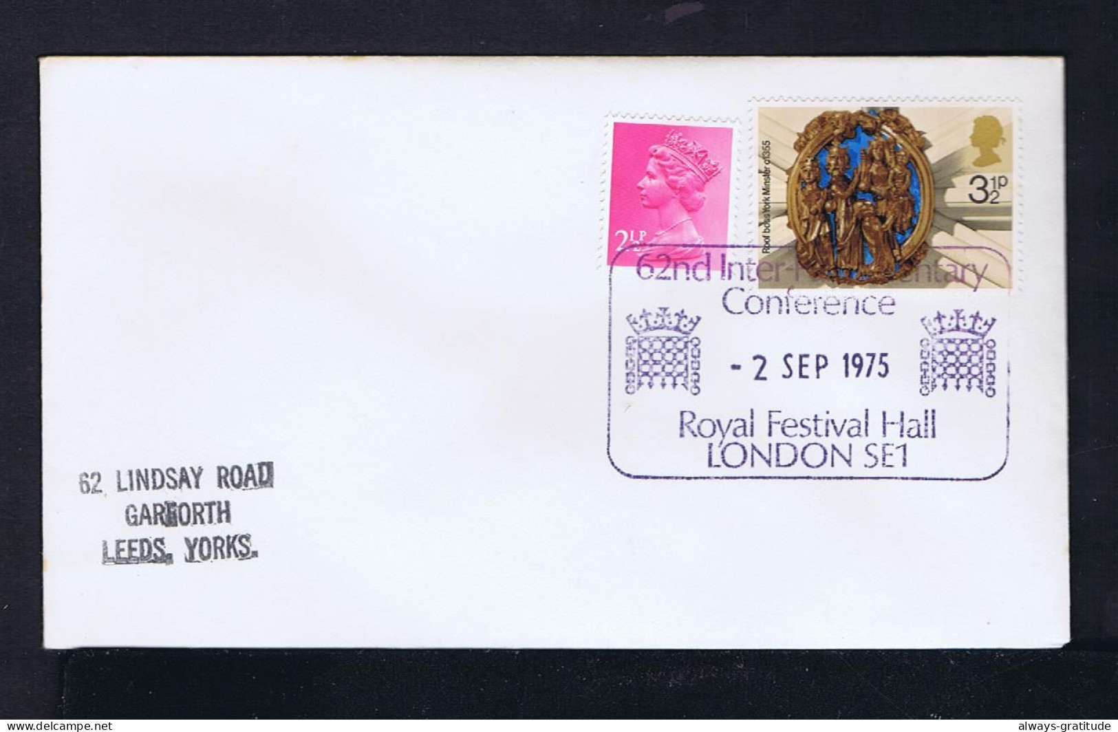 Sp10562 ENGLAND 62nd Int. Conference ROYAL FESTIVAL HALL -London 1975 Mailed - Sonstige & Ohne Zuordnung